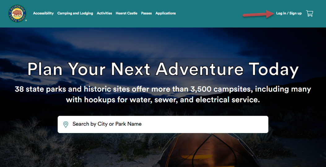 ReserveCalifornia homepage screenshot